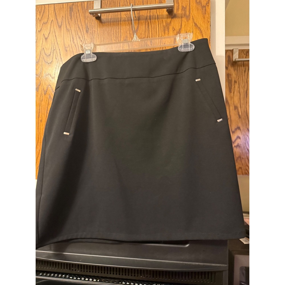 Womens Black‎ Mini Skirt Silver Hardware Pocket Detail Career Casual Skirt